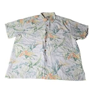 Tommy Bahama Silk Hawaiian Shirt XXL Floral Aloha Camp Button Front Tropical A27